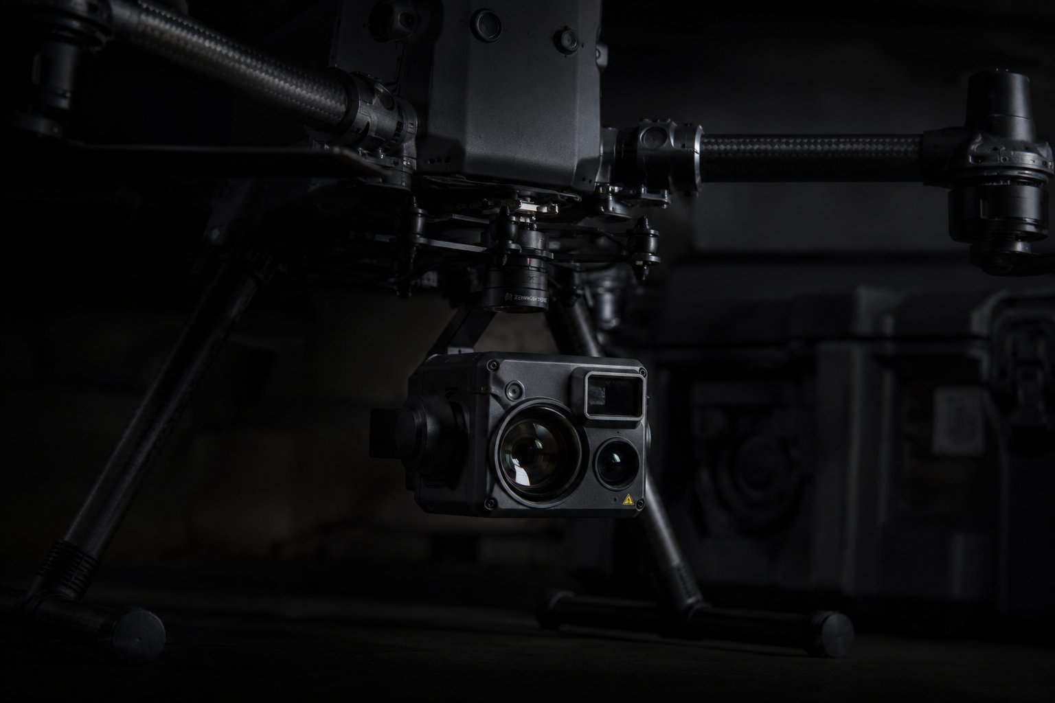 Professional survey drone with dual thermal and visual camera gimbal